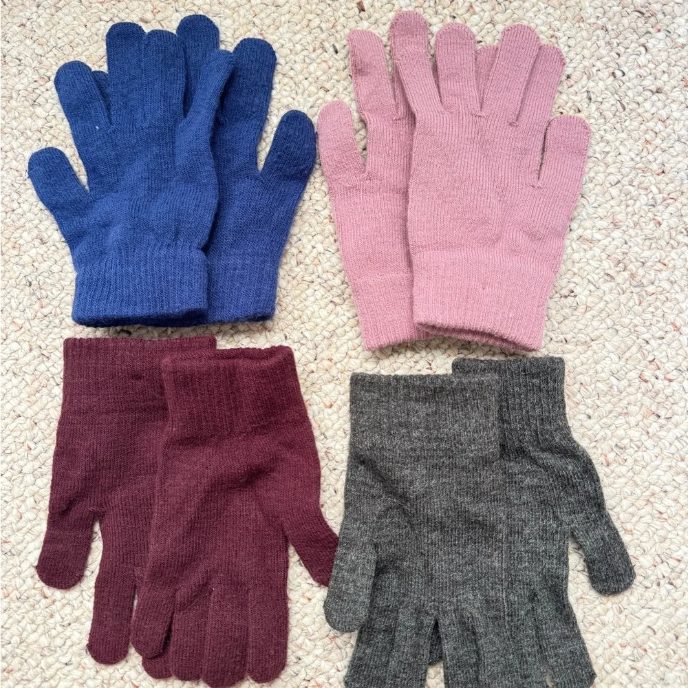 Soft Warm Mittens 4 pair, Bonus Large Knit Scarf Winter Fall Cool Weather